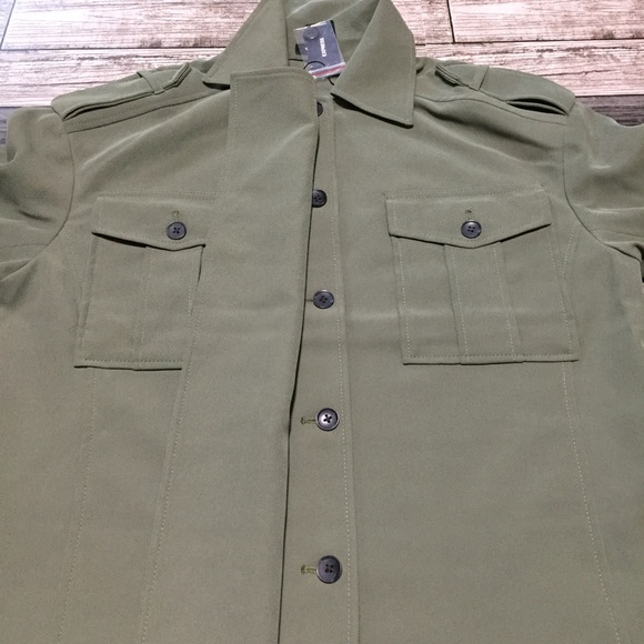 Express Oversized Military Jacket Women’s M Green Button Front (Read Desc) - Picture 6 of 10